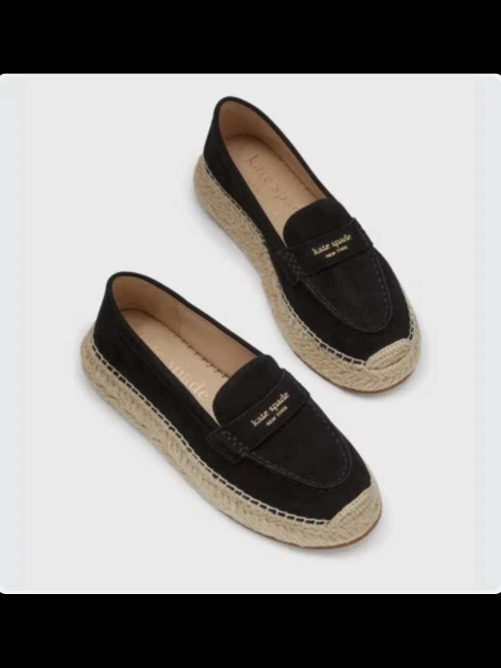 Kate Spade Black Suede Espadrille Loafers